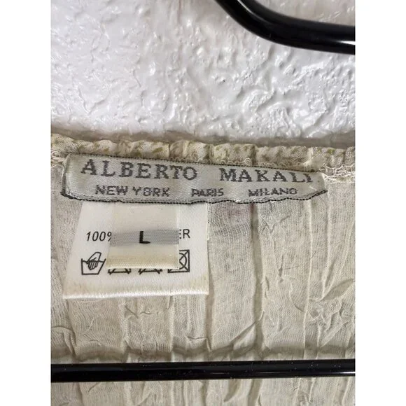 Vtg Y2K Alberto Makali Pleated Top Sz L Sequin Floral Lace Patchwork Fairy Artsy - Picture 3 of 10